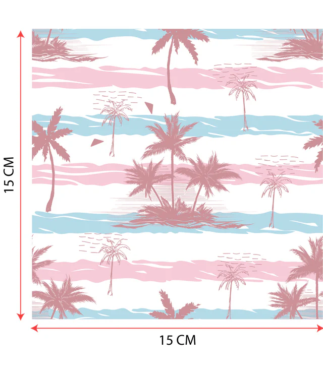 The sunset stripe print, one tile measured at 15 cm