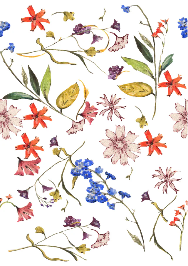 A botanical floral repeat drawn by the studio