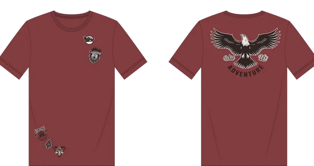 A tee with the placement graphics applied front and back
