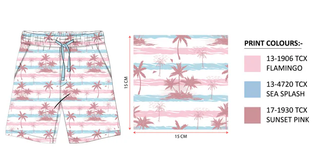 Swim shorts cut from the sunset stripe print