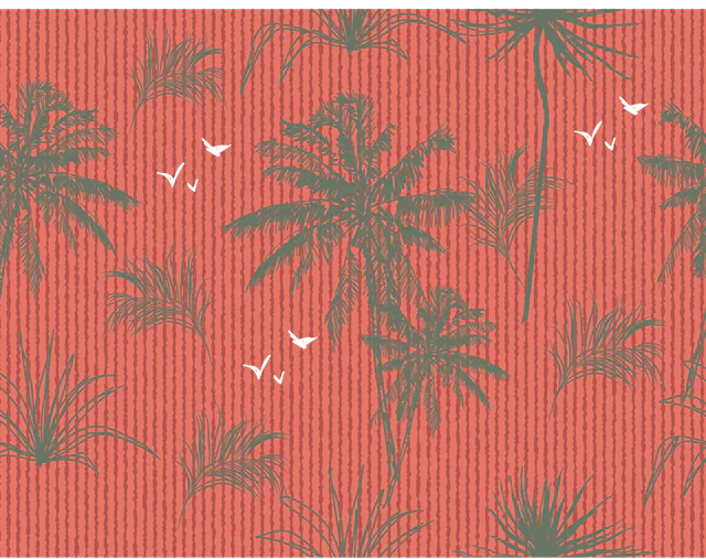 The coral palm print, one tile of the repeat