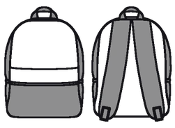 Technical flat drawing of a backpack
