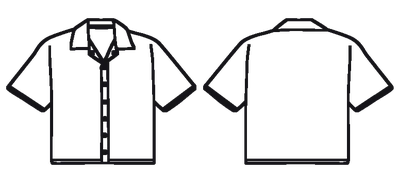 Technical flat drawing of a camp shirt