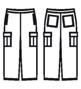 Technical flat drawing of a cargo pants
