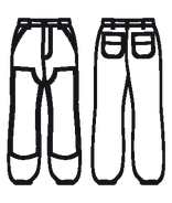 Technical flat drawing of a carpenter jeans