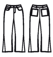Technical flat drawing of a jeans