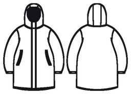 Technical flat drawing of a parka