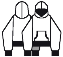 Technical flat drawing of a pullover hoodie