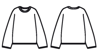 Technical flat drawing of a sweatshirt