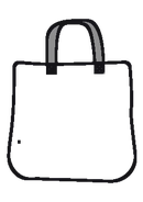 Technical flat drawing of a tote bag