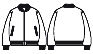 Technical flat drawing of a varsity jacket